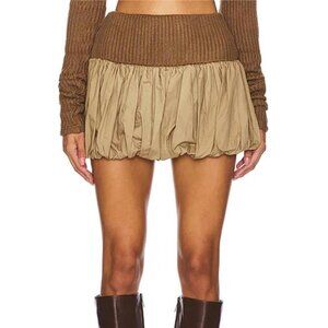 ZEMETA REVOLVE Sandy Knit bubble Balloon mini skirt tan / camel size medium 🐪